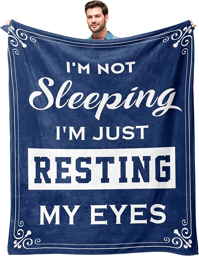 kituzol Birthday Gift for Men, Funny Dad Gifts, Gifts for Husband, 70th Birthday Gift for Men, I'm Not Sleeping, I'm Just Resting My Eyes, Dad Husband Grandpa Blanket, Nap Blanket (50" x 60")