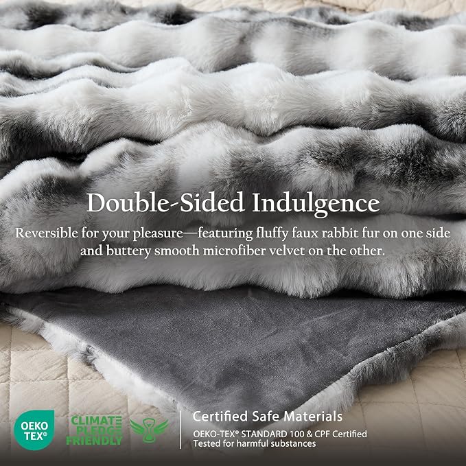 WDCOZY Marble Pattern Bubble Throw Blanket, Luxury Faux Rabbit Fur Mink Plush Throw for Couch, Sofa and Bed, Soft Fluffy Fuzzy Cozy Blanket for Women, Thick and Warm, 60x80 inches, 950 GSM