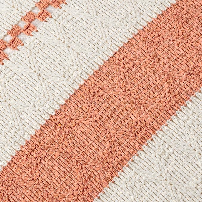 Fancy Homi Set of 1 Boho Coral Long Lumbar Decorative Throw Pillow Cover 12x24 Inch for Couch Bed Sofa Chair, Modern Organic Farmhouse Home Decor, Soft Cotton Cute Accent Rectangle Cushion Case