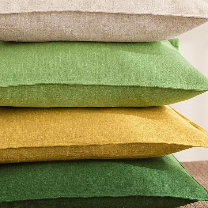 Foindtower Pack of 2, Decorative Linen Solid Throw Pillow Covers Accent Lumbar Cushion Case Boho Farmhouse Pillowcase for Chair Couch Sofa Bedroom Living Room Home Decor 12 x 20 Inch Ginger Yellow