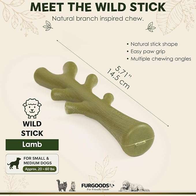 FURBONE Wild Stick Lamb Flavored Nylon Dog Chew Bone, Small & Medium Breeds