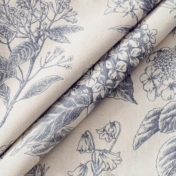 Set of 2 Decorative Floral Pillow Covers 22x22 Inch Navy Blue | Neutral Hydrangea Print, Boho Vintage Throw Cushion Covers, Cottagecore Home Decor, for Sofa Couch Porch Bedroom Living Room
