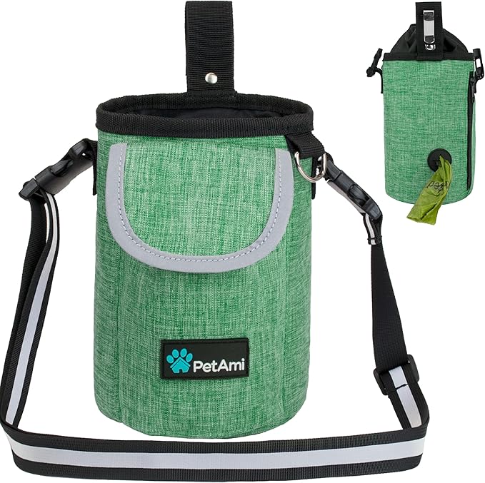 PetAmi Dog Treat Pouch, Large Hands-Free Training Bag, Green