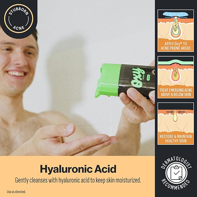Oxy Stubborn Acne Anti-Blemish Body Wash For Teens, 2% Salicylic Acid, Hydrating Face & Body Wash Clears & Prevents Breakouts, Fast-Acting Acne Treatment, Dermatologist Recommended, 9 fl oz