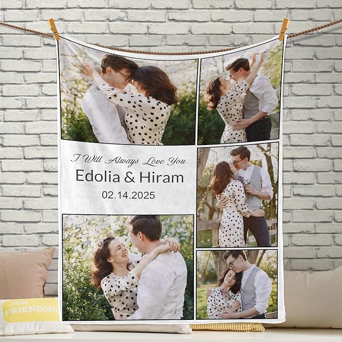 Custom Blanket with Pictures, Personalized Photo Blanket for Mom | Personalized Mothers day Fathers Day Christmas Anniversary Birthday for Women Men Her Him Mom Dad Couple Girlfriend Boyfriend