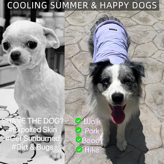 Dog Sun Protection Cooling Shirt,UPF 50+ UV Protection,Lightweight Breathable Cooling Vest, Sunblock Summer Clothes for Dogs (Grape Purple, 3XL, Side Snap-Buttons)