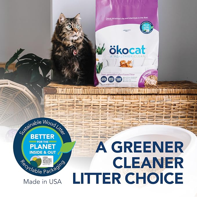 ökocat Low Tracking Natural Wood Clumping Cat Litter, Odor Control 27.5 Lbs