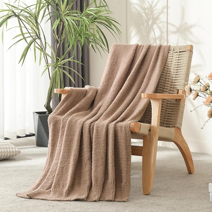 Dusty Rose Throw Blanket for Bed, Super Soft Knit Blankets, Cozy Fleece Fuzzy Fluffy Plush Chenille Throws Blanket for Couch, Sofa, Blush Pink, 60 x 80 inches
