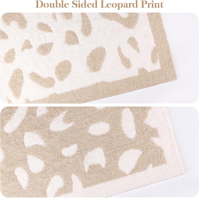 SeaRoomy Reversible Leopard Throw Blanket for Bed Decor,Khaki 50"X70" | Warm,Cozy,Fluffy,Lightweight,Gift for Women Couch Sofa Bed Room Decor