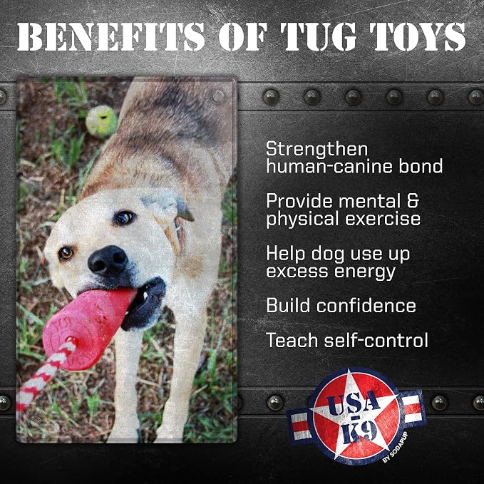 SodaPup USA-K9 Firecracker – Durable Dog Tug Toy & Floating Training Dummy Made in USA from Non-Toxic, Pet-Safe, Food Safe Natural Rubber for Water Retrieval, Bonding, Mental & Physical Exercise, More