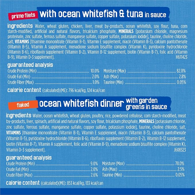 Friskies Purina Wet Cat Food Variety Pack, Oceans of Delight Flaked and Prime Filets - 5.5 oz. Cans (Pack of 80)