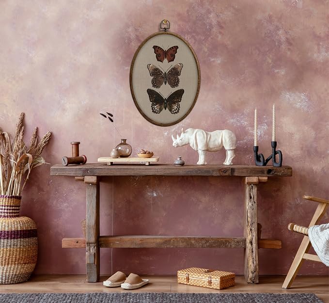 Vintage Butterfly Oval Wall Art, Neutral Antique Butterfly Sketch Oval Framed Wall Art, Waterproof Cottage Core Home Decor for Western Farmhouse Bedroom Living Room, Home Retro Decor Products, 04