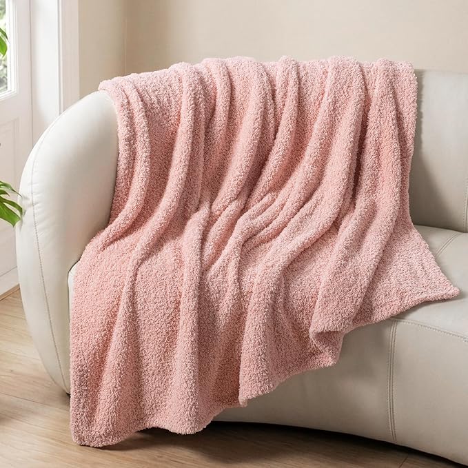Exclusivo Mezcla Fleece Throw Blanket for Couch and Sofa, 50" x 60" | Super Soft and Cozy Fluffy Blanket for Women, Lightweight and Fuzzy Throw for Home Decor, All Season, Pink