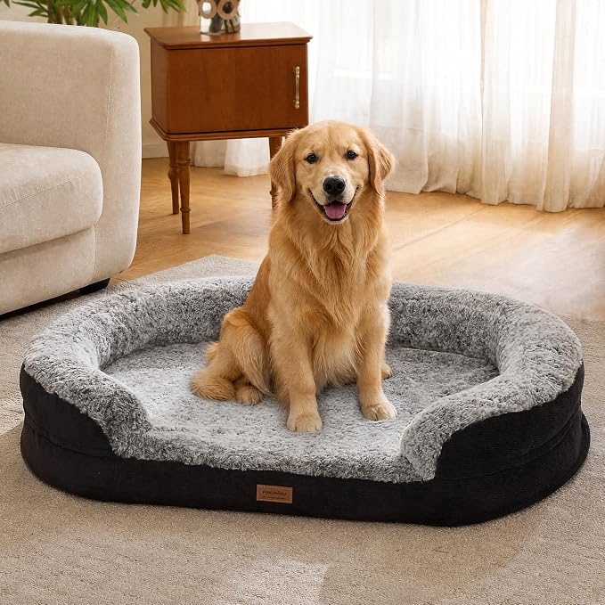 FUKUMARU X-Large Thickened Dog Couch Bed, Orthopedic, Waterproof & Washable | Heavy Duty Dog Sofa with 4" Extra-Thick Egg-Crate Foam, Relieves Joint Pressure, Fully Removable, Fits Extra-Large Dogs
