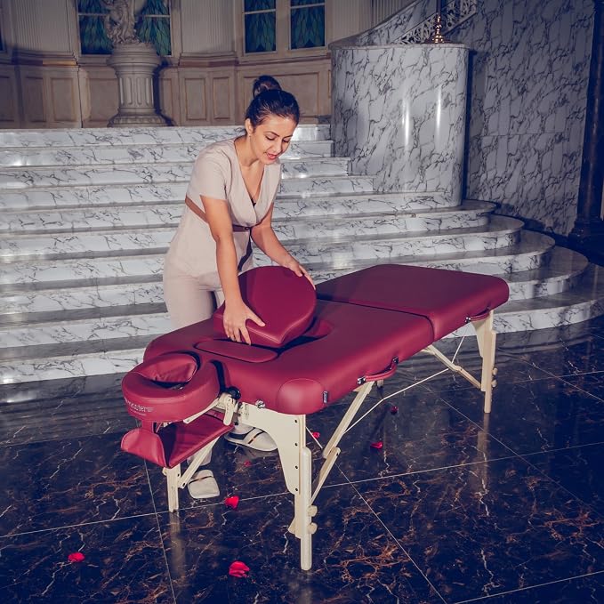 Master Massage 30'' Eva Portable Pregnancy Massage Table for Female Clients and Obese Individuals, Spa Salon Facial Bed for Pregnant Women- Multi Functional (Burgundy)