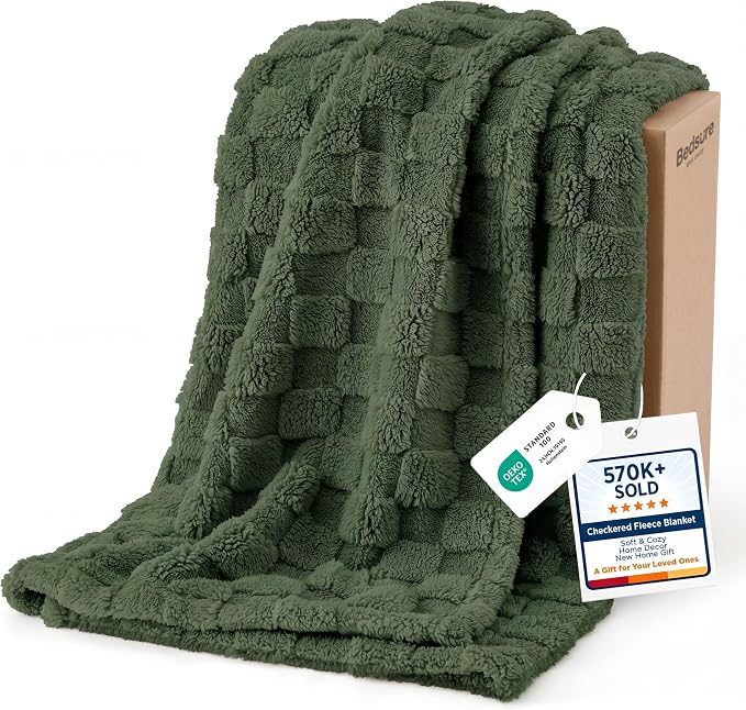 Bedsure GentleSoft Twin XL Blanket for Bed - Super Soft Cozy Fleece Blankets for Kids, Cute Throws for Girls, Dorm Room Essentials for Girls Teens Back to School, Bronze Green, 66x90 Inches