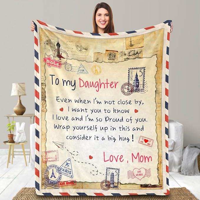 UFOORO Throw Blanket Gifts for Daughter from Mom, Best for Daughter, Present for Adult Daughters, Mothers Day Christmas Valentines Birthday Gifts 55"X70"