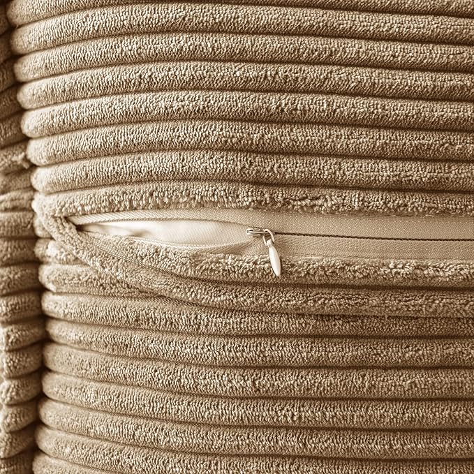 MIULEE Decorative Lumbar Throw Pillow Covers 12x20 Inch Khaki 2 Pack | Boho Broadside Striped Patchwork Pillow Covers, Soft Corduroy Cushion Cases, For Couch Sofa Bed Livingroom Home Decor
