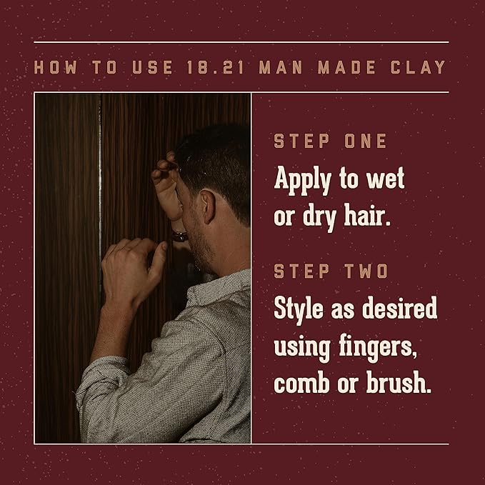 18.21 Man Made Hair Styling Product, 2oz. Original Sweet Tobacco Scent in Clay with Matte Finish