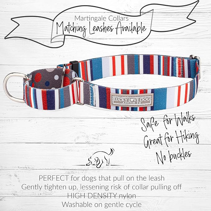Lucky Love Dog Martingale Collar for Large Dogs No Slip Cute – Linus, Large