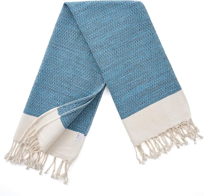 BAY LAUREL Turkish Hand Towel – Pack of 2 | Soft & Absorbent Decorative Towels for Bathroom, Hand, Face, Hair, Gym, Yoga, SPA, Kitchen & Tea | Boho Decor (Turquoise, Diamond 15x26 Inches (Set of 2)