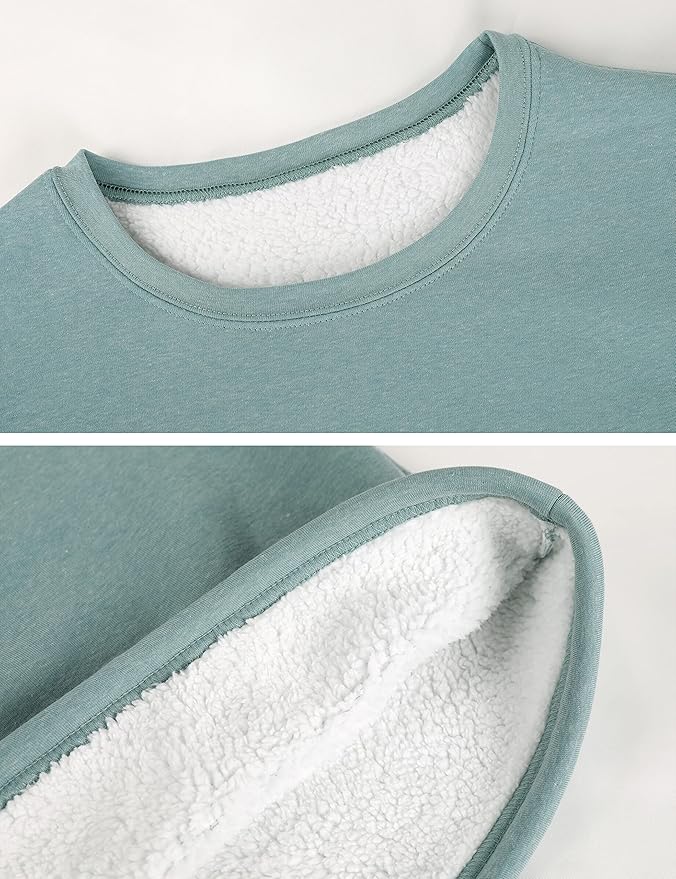 Yeokou Women Warm Sherpa Lined Fleece Crewneck Sport Sweatshirt Pullover Loungewear
