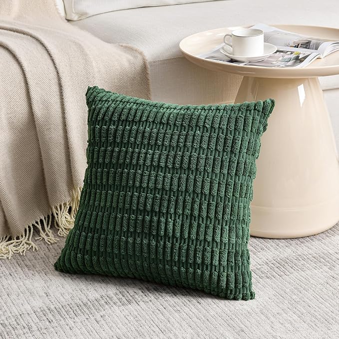 Fancy Homi 4 Packs Decorative Throw Pillow Covers for Living Room Couch Bed, Modern Farmhouse Boho Home Décor Accent Cushion Case, 16" x 16", Forest Green