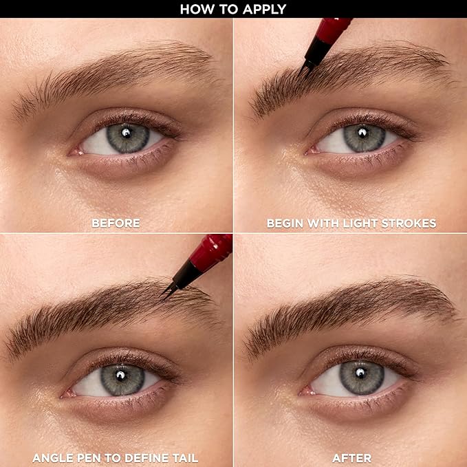 L'Oreal Paris Faux Brow, Hair-Like, Filling Eyebrow Pen with Double-Brush Tip, Fast & Precise Eyebrow Makeup, Brunette, 0.04 Fl Oz