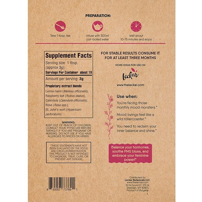 Raw Herbs for Women Herbal Tea Blend with Lemon balm, Raspberry leaf, Calendula, Rose, St. John's wort (Herbal Tea)