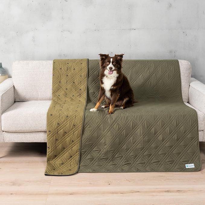 PetAmi Waterproof Couch Cover for Dog Nonslip Bed Sofa Blanket, 30x70 Green | Leakproof Furniture Protector for Pet Cat, Machine Washable Pee Proof Mat for Chair Car Seat, Durable & Anti Slip Backing