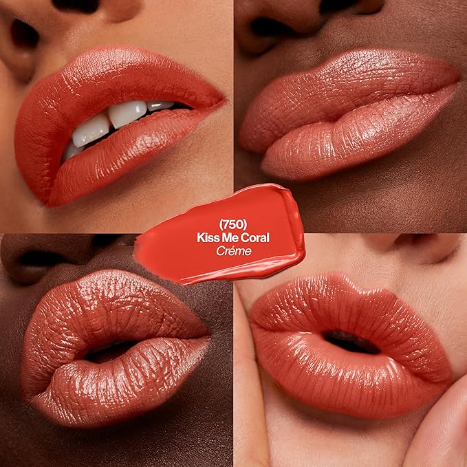 REVLON Super Lustrous Lipstick, Creamy Formula For Soft, Fuller-Looking Lips, Moisturized Feel, 750 Kiss Me Coral, 0.15 oz (Pack of 2)