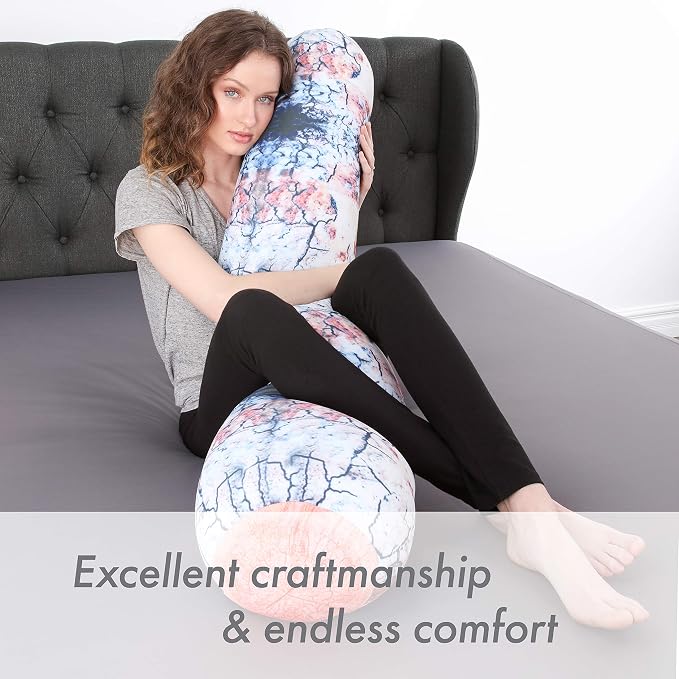 Log Platanus Microbead Body Pillow - Straight Long Pillows for Comfort or Use During Pregnancy- Spandex 85% / Nylon 15% - Spongy Cooling Hypoallergenic Outer Fabric - 50" X 8" - Side Sleepers