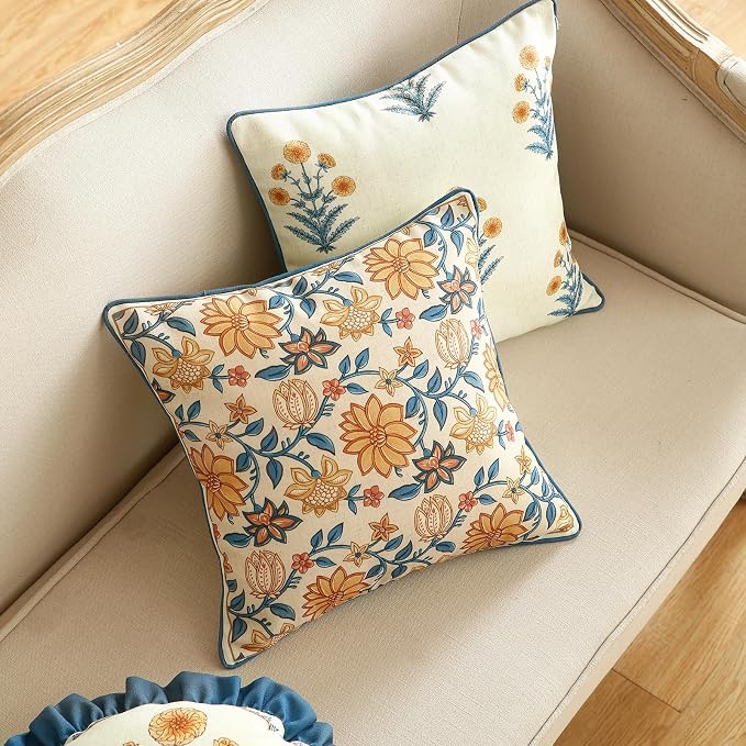 Linen Square Throw Pillow Cover,Set of 2,20"x12"-Estevan B | Designer French Elegant Pillow Cover,Concealed Zipper Design,Sofa,Bedroom,Living Room,Lounge Chairs,All Season Home Decor