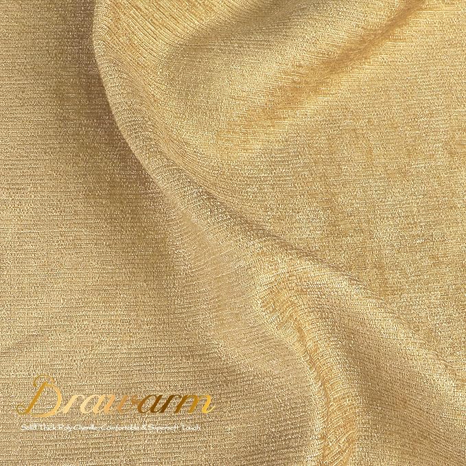 BRAWARM Throw Pillow Covers 18x18 Inches - Gold Chenille Pillow Covers Pack of 2, Solid Dyed Soft Chenille Pillow Cases for Couch Sofa Bed Home Decoration