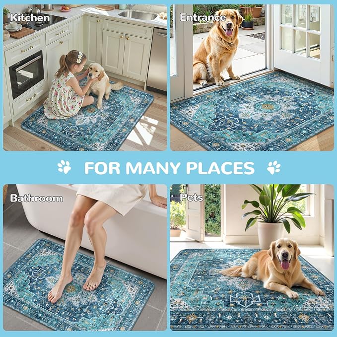 Lahome Super Absorbent & Leakproof Washable Dog Pee Pads - 2 Pack Value Set - Waterproof, Non-Slip Reusable Pads for Puppy Training, Crates & Whelping (24"x24", Blue)