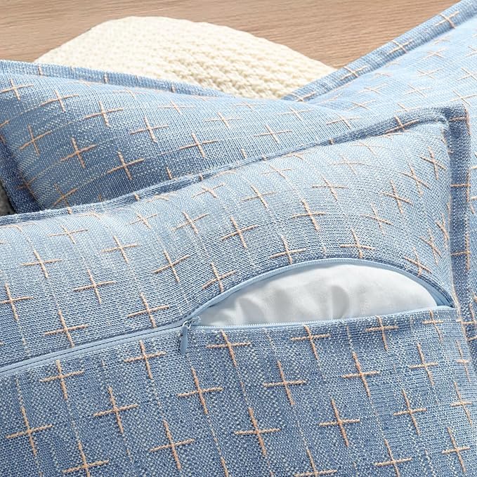 Pillow Covers 24x24 Set of 2 Soft Polyester Textured Pillow Covers with Stylish Flange Edge Cozy Farmhouse Throw Pillows for Couch Bed Sofa Living Room
