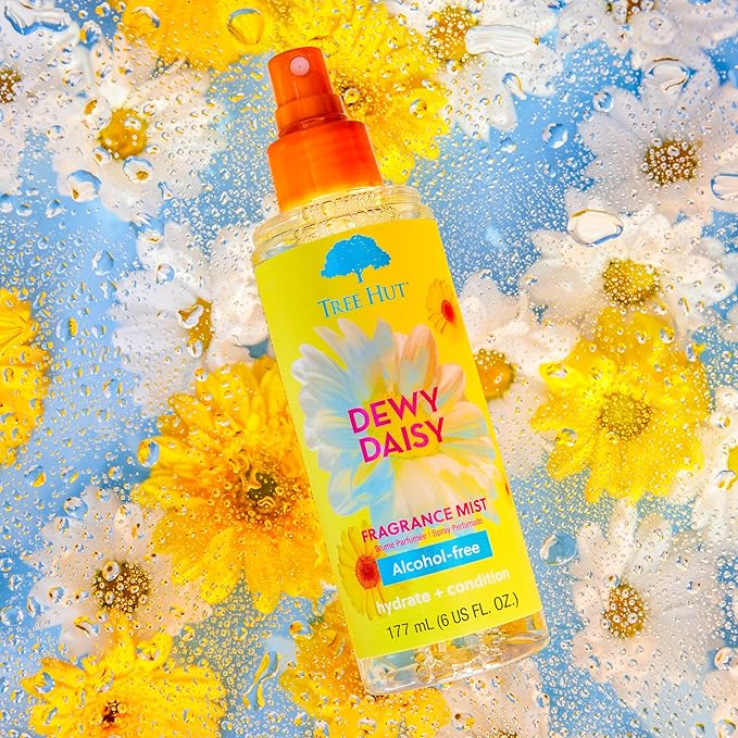 Tree Hut Dewy Daisy Hair & Body Mist, Hydrating & Alcohol-Free Body Spray, Fragrance with Velvety Florals & Fresh Green Notes, Alcohol-Free Formula, Versatile Body Spray, 6 Fl Oz.