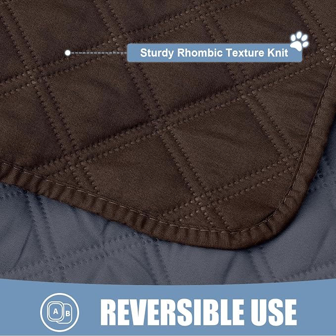 Smiry Waterproof Reversible Pet Couch Covers for Dogs | Pet Friendly, Soft Fabric, Washable Sofa Furniture Protector for Dogs Cat Kids, Checkered (30"x90", Chocolate/Dark Grey)