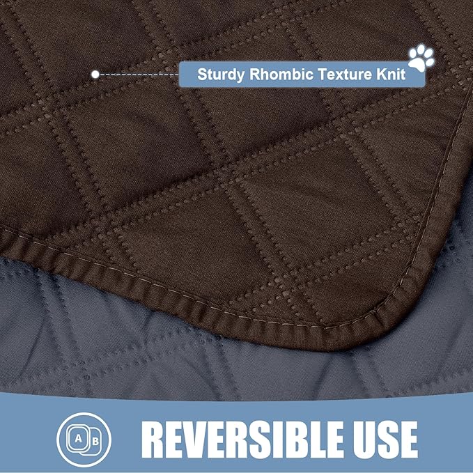 Smiry Waterproof Reversible Pet Couch Covers for Dogs | Pet Friendly, Soft Fabric, Washable Sofa Furniture Protector for Dogs Cat Kids, Checkered (68"x82", Chocolate/Dark Grey)