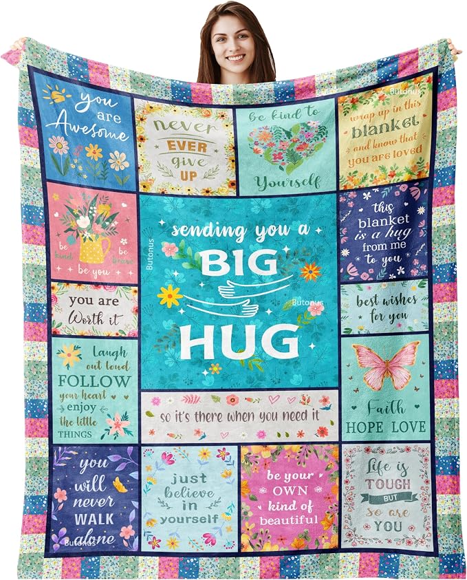 Butonus Get Well Gifts for Women After Surgery, Thinking of You Inspirational Encouragement Feel Better Gifts for Women, Knee Post Surgery Recovery Blanket for Woman, Hug Healing Blanket 80x60in
