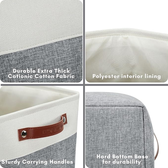 DECOMOMO Extra Large Storage Baskets, 54.5L Fabric Storage Bins 3 Pack | XXXL Storage Baskets for Shelves, Linen Closet Organizers (Slate Grey & White,17" x 13" x 15" )