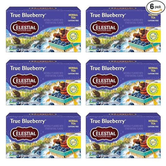Celestial Seasonings True Blueberry Herbal Tea Bags, Caffeine Free, 20 Bags Box (Pack of 6)