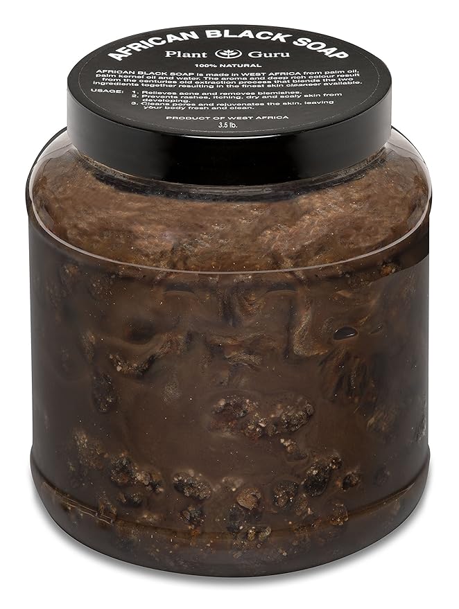 African Black Soap Paste 3.5 lbs. Bulk - 100% Raw Pure Natural From Ghana. Acne Treatment, Aids Against Eczema & Psoriasis, Dry Skin, Scars and Dark Spots. Great For Pimples, Blackhead.