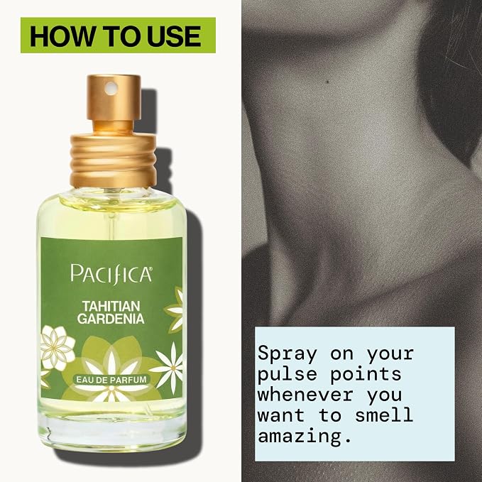Pacifica Tahitian Gardenia Perfume Spray 1oz – Tropical Floral Fragrance with Gardenia Bloom, Jasmine & Sweet Orange, Warm Vanilla Coconut Notes, Vegan & Cruelty-Free Clean Perfume for Women