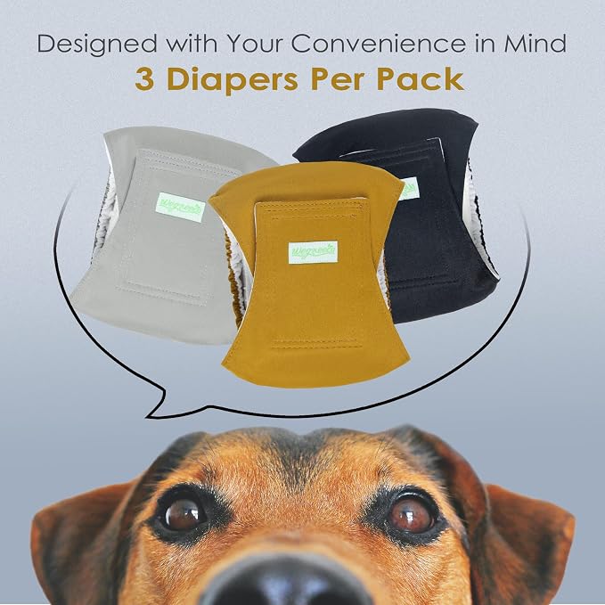 Wegreeco Washable Male Dog Belly Wrap - Pack of 3 - (Gold,Black,Grey,Large)