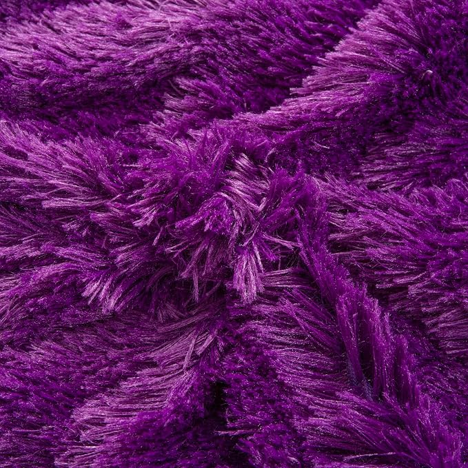 YUSOKI Long Faux Fur Queen Size Blanket, Purple, 90" x 90" | Ultra Soft, Lightweight for All Season Use, stays fluffy after repeated washes, Perfect Gifts, Machine Washable