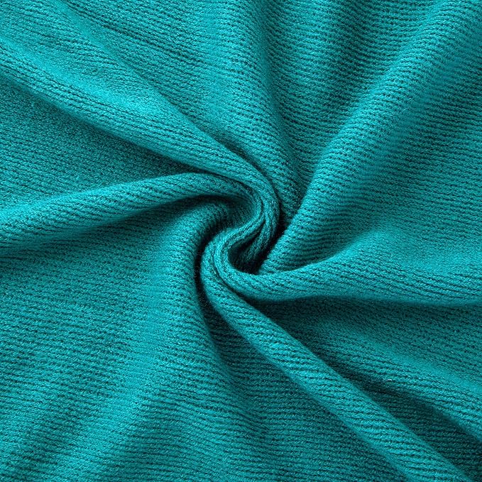 Vonty Teal Knitted Throw Blanket with Tassels Fringe, 50x60 Acrylic | Super Soft And Lightweight, Year-Round Cozy Warmth, Farmhouse Decorative Style, Machine Washable, for Couch, Sofa or Bed