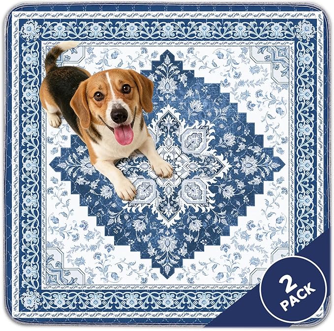 2PACK Washable Pee Pads for Dogs, Reusable Dog Pads Upgrade Non-Slip Dog Pee Pads Heavy Absorbency Puppy Pee Pads Quick Dry Whelping Pads/Waterproof Puppy Training Pad