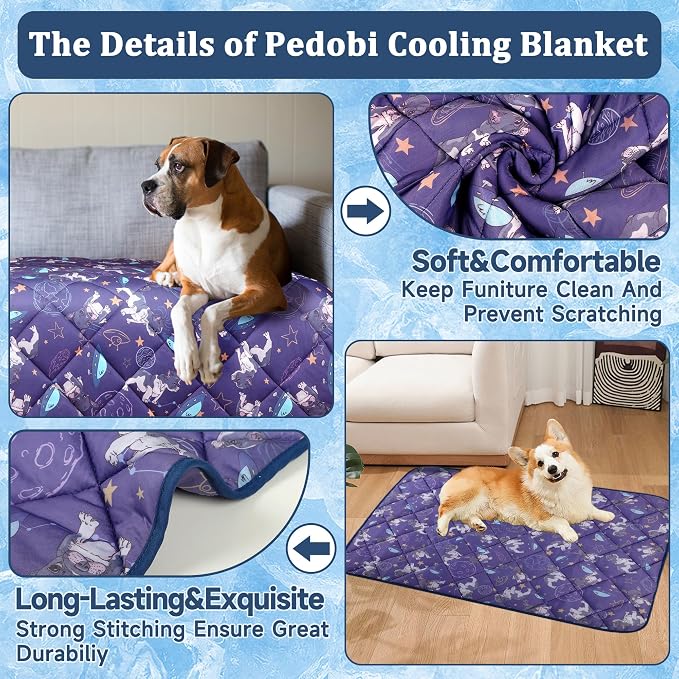 Cooling Blanket for Dogs, Dog Cooling Mat & Bed, Q-MAX>0.42- Lightweight, Durable & Breathable Pet Throw for Sofa, Car and Furniture Protector, Reversible Design, 22"x28"