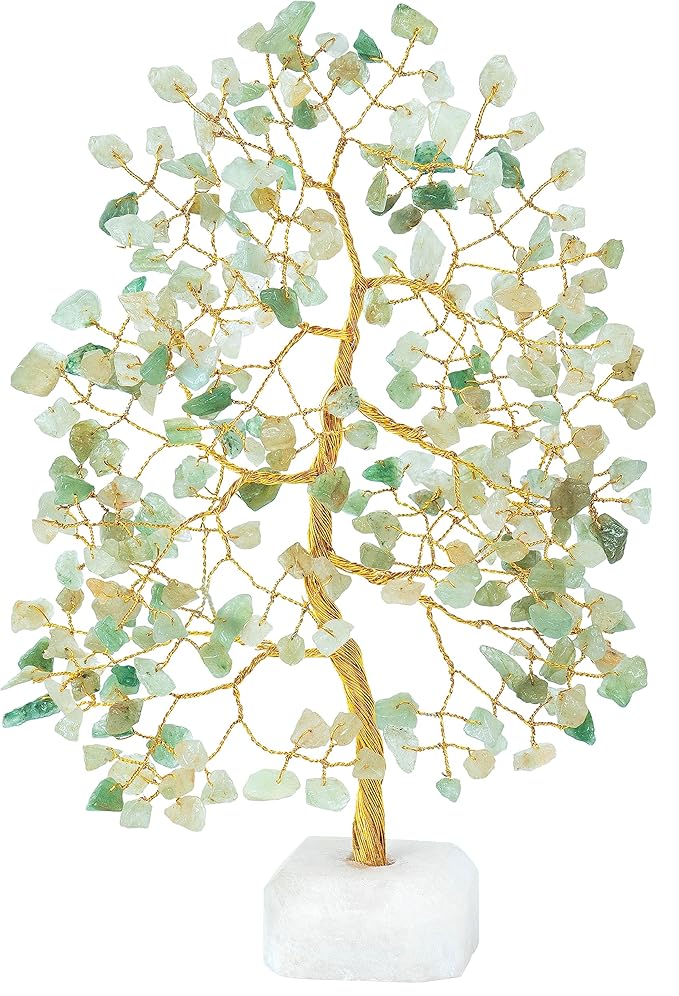 Green Jade Crystal Tree Gemstone Tree of Life Quartz Base Chakra Bonsai Tree for Room, Office & Bedroom Decor Spiritual Gift Meditation Birthday Gift for Women Mom her Sister housewarming gifts home